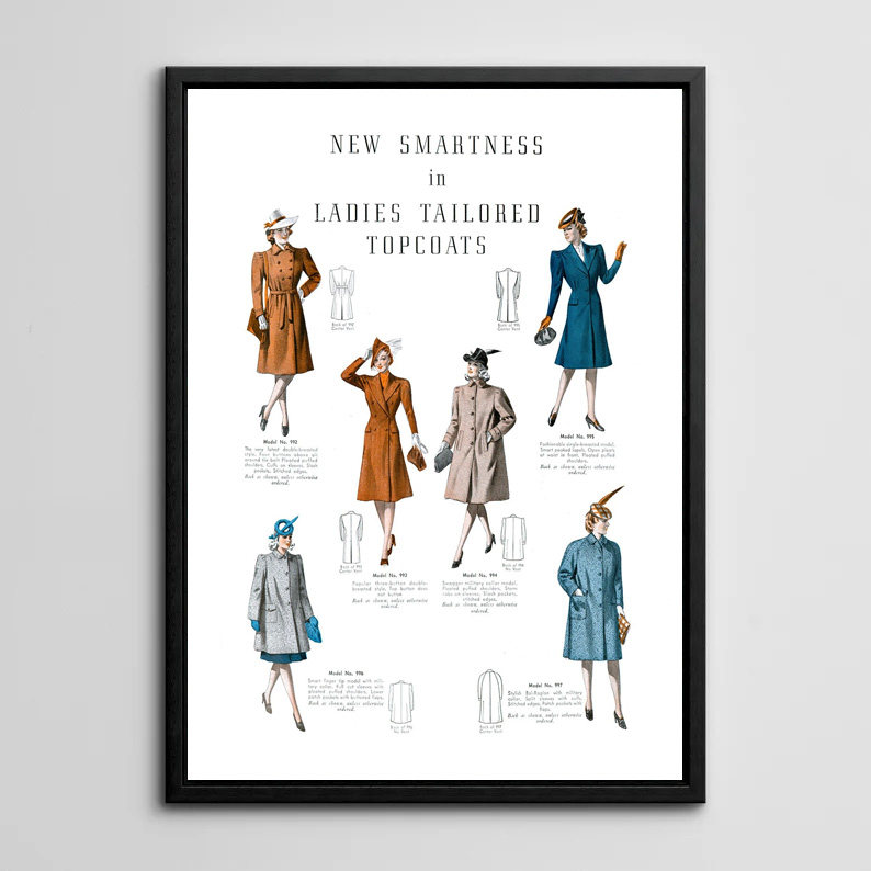 装饰画有框挂画墙壁画美式复古怀旧时尚服装西装套装绅士淑女