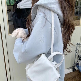 粉色kitty刺绣连帽外套女春秋季2025新款韩版宽松学院风开衫卫衣