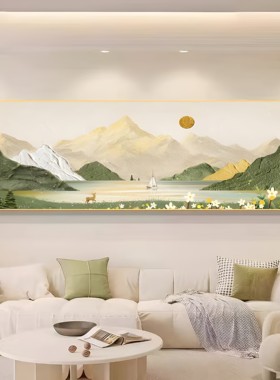 轻奢简约风日照金山家居装饰画北欧奶油风高级感客厅背景墙挂画