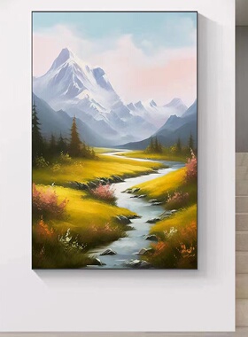 现代简约油画风山水家居装饰画轻奢立体感入户玄关走廊过道挂画
