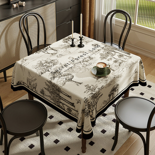 德国FZY防水棉麻餐桌布正方形轻奢高级感桌垫家用客厅茶几台面布