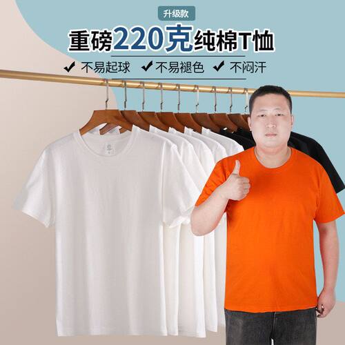现货青年重磅220g圆领休闲半袖定制logo纯棉短袖男T恤打底衫厂家