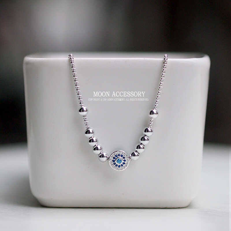 小众设计蓝眼睛镶钻脚链纯银