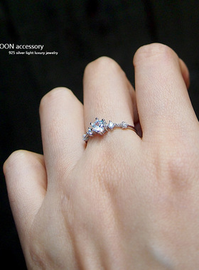 轻奢镶钻开口戒指纯银