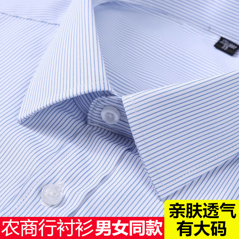 长袖白底蓝细条纹男商务衬衣免烫