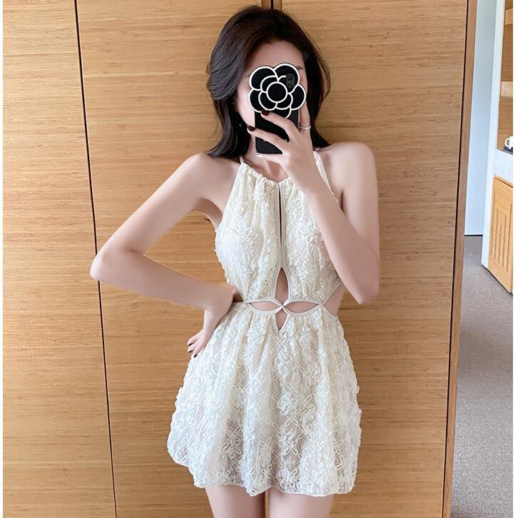 女蕾丝性感遮肚显瘦露连体泳衣