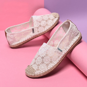 蕾丝布鞋 渔夫鞋 网纱一脚蹬懒人鞋 镂空孕妇鞋 狐客2025夏季 玛丽女鞋