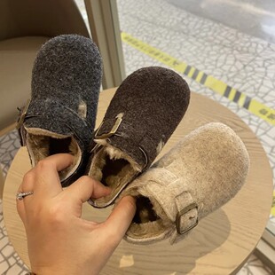 2025冬季新款儿童加厚保暖勃肯鞋小童宝宝软底大棉鞋男童女童棉鞋