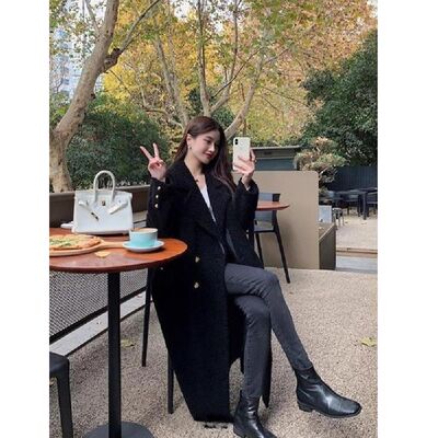 女冬羊剪绒大衣黑色长款2025年新款年轻款皮毛一体羊羔毛皮草外套