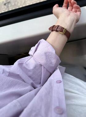 浅紫色别致设计感排扣高质量不起球开衫款纯棉宽松版型2026新款