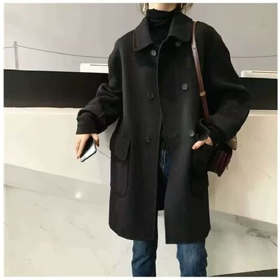2025韩版双面羊绒呢大衣女秋冬新款毛呢外套中长款毛呢子大衣
