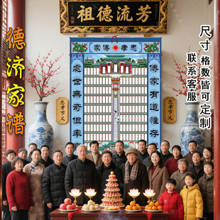 家谱轴子挂画家谱世系图宗谱画祖德家堂轴子宗谱族谱祖先堂祠堂