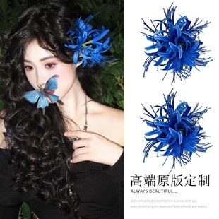 定格浪漫!粉色彼岸花发夹女半扎发卡子后脑勺盘发器氛围感发饰