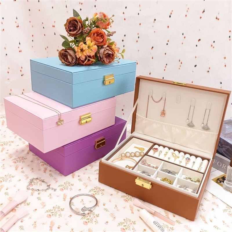 手表收纳盒女生带锁绒布首饰盒手饰首饰收纳盒结婚中国风女公主