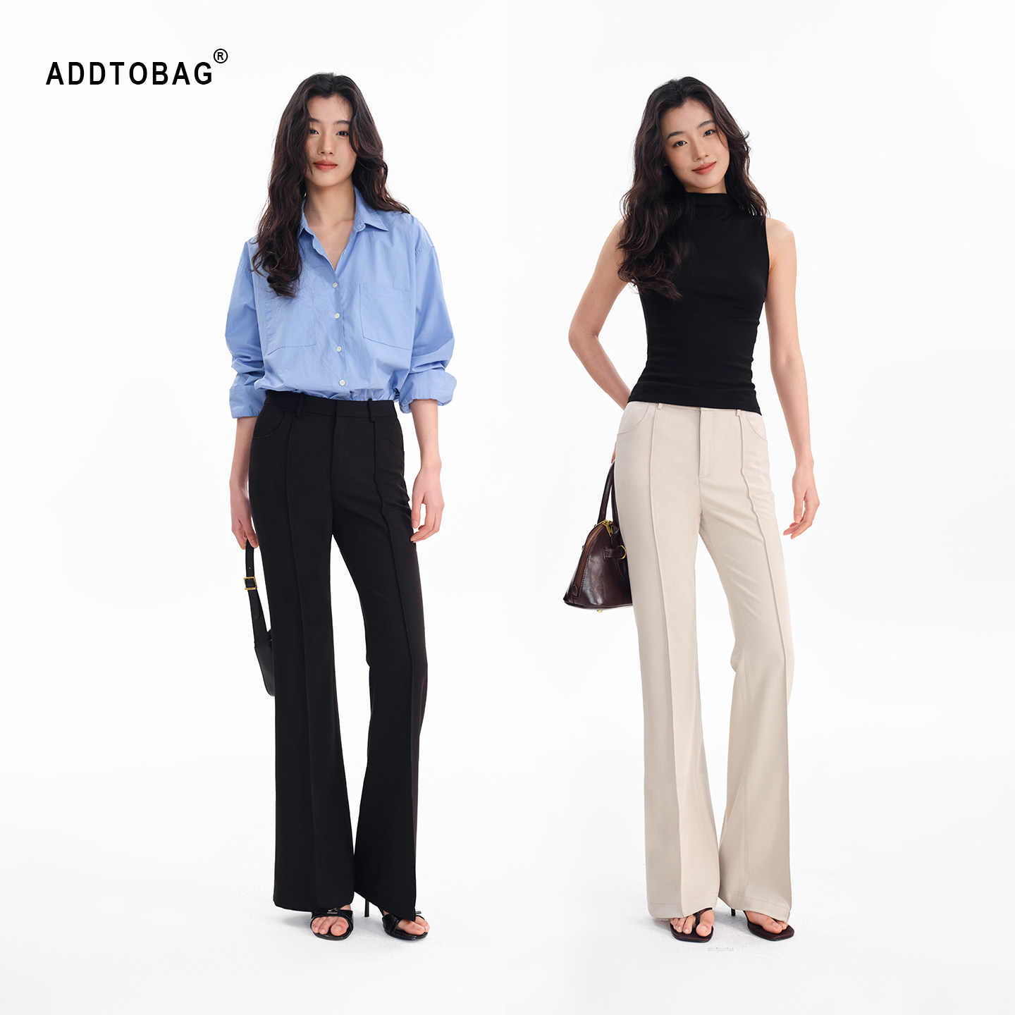 ADDTOBAG【得体裤】笔直长腿春夏天丝醋酸通勤垂感直筒微喇西裤女