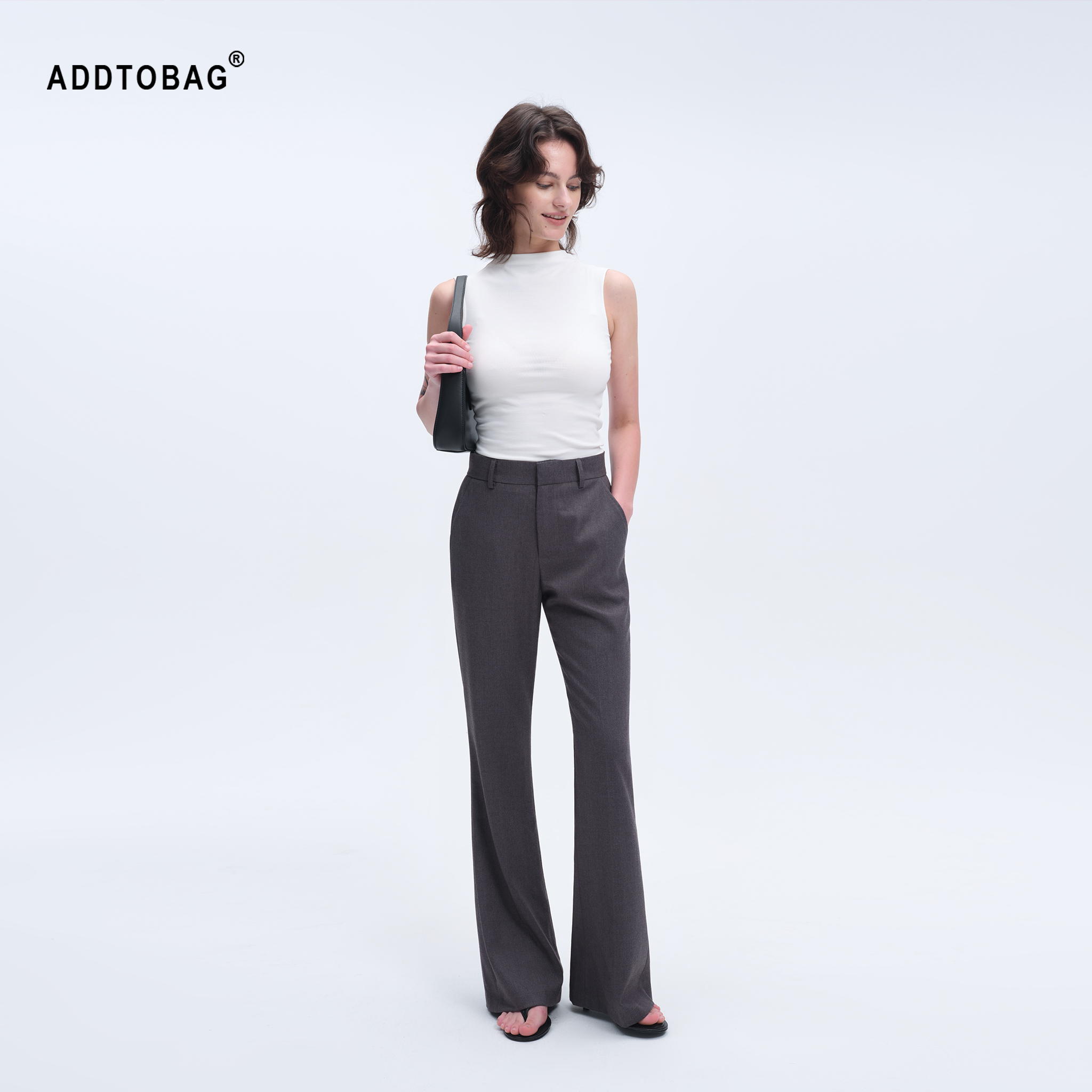 ADDTOBAG【奢感/春夏薄版】Cleanfit通勤直筒微喇休闲裤灰色西裤