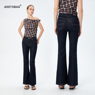 弹力牛仔长裤 ADDTOBAG 修身 复古70S中腰原色喇叭裤 显瘦 夜旋舞