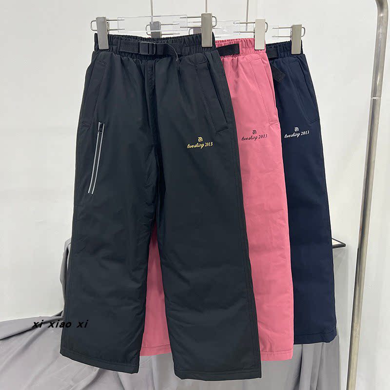 儿童羽绒裤户外运动裤男女童防风防水90白鸭绒保暖长裤