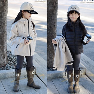 男女童冲锋衣三合一内搭可拆卸羽绒内胆防风防水御寒运动户外外套