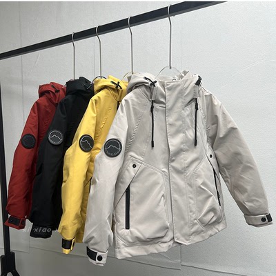 2025新款儿童羽绒服男女童冲锋衣户外防风加厚工装羽绒连帽外套