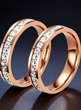 钛钢戒指女酷素圈ins不掉色小众高级感不锈钢爆款女轻奢镶钻