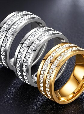 钛钢戒指女不掉色女生ins满天星小众高级百搭不锈钢饰品手饰