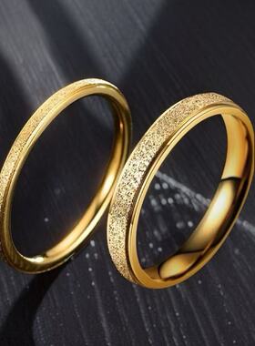 不锈钢戒指女士轻奢风女款不掉色小众ins风磨砂钛钢时尚饰品