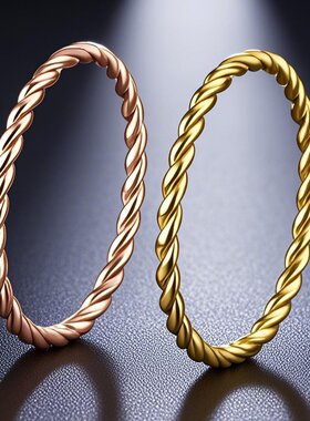 钛钢戒指女轻奢高级感不锈钢简约时尚极细素圈扭曲麻花饰品