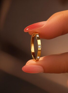 不锈钢戒指女不掉色小众高级ins百搭女生镶钻钛钢饰品手饰