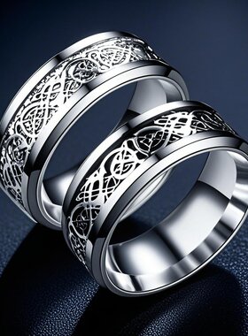 不锈钢戒指欧美冷淡男士小众8mm女男潮简约嘻哈夸张钛钢戒指