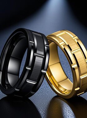 钛钢戒指不掉色小众设计ins男款嘻哈小众高级欧美不锈钢饰品