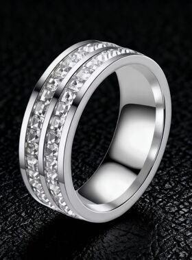 不锈钢戒指满天星不掉色时尚钛钢欧美女生饰品指环高质感礼物