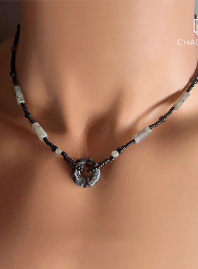 平安扣项链男潮轻奢小众高级感嘻哈风吊坠个性男士复古锁骨链配饰