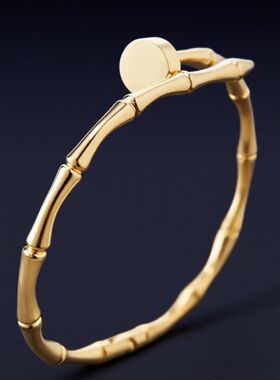欧美ins网红18K金不锈钢竹节闭口不锈钢手镯新款女式时尚百搭手饰