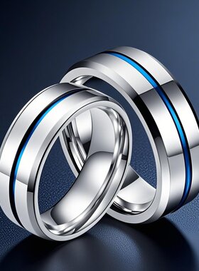 钛钢戒指男款潮男配饰不锈钢戒指 男士ins时尚首饰高级感滴胶