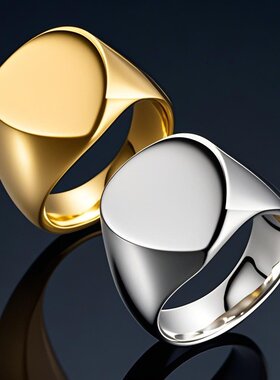 欧美简约钛钢爱心戒指中性冷淡风镜面不锈钢可刻字个性定制礼品