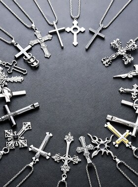 十字架项链男钛钢不掉色百搭个性夏季女潮简约饰品高级感设计款