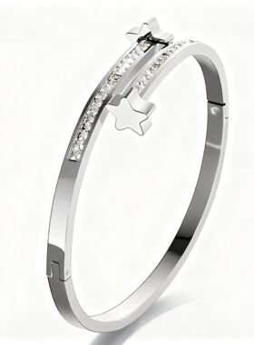 不锈钢女款钉子锆石钛钢手镯饰品三色手环时尚潮流