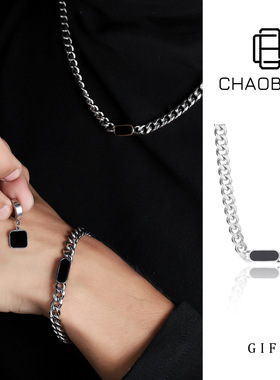 欧美ins风嘻哈不锈钢高级感小众卫衣链男女古巴链素链潮流配饰
