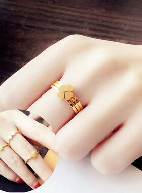 轻奢网红同款玫瑰金色爱心戒指三合一可拆分指环送朋友闺蜜礼物