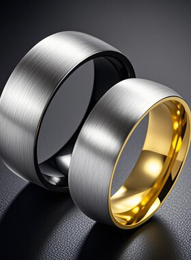 戒指男款高级感不掉色小众设计钛钢高级感电镀欧美不锈钢双色饰品