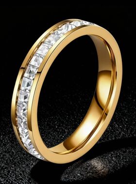 钛钢戒指女生高级感满天星不掉色不锈钢戒指 指环手饰 饰品