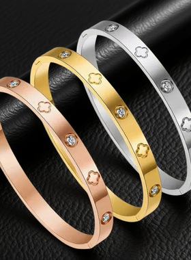 手镯女高级感女生小众不掉色钛钢罗马数字手环不锈钢欧美饰品