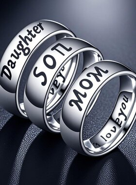 钛钢戒指不掉色小众设计ins情侣温馨家庭不锈钢饰品潮流款