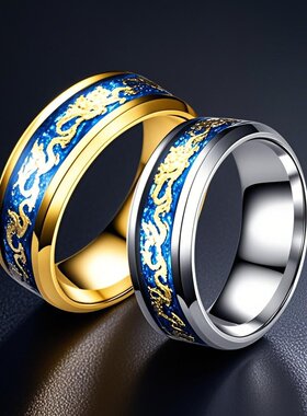 不锈钢戒指男饰品不掉色8mm宽钛钢指环ins风素圈时尚小众戒