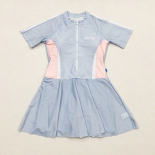 平角遮肉显瘦温泉游泳速干泳装 裙式 青少年女连体泳衣短袖 666折扣