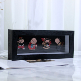 黑木纹磁吸徽章收纳展示框冰箱贴收纳盒子防尘摆台立式收藏架