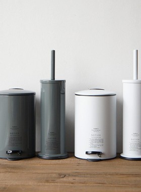 新品 日本进口PUEBCO垃圾桶马桶刷工业风卫浴套件复古金属铁皮