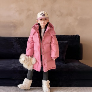2025冬季新款女童外套中长款过膝三防面料90白鸭绒加厚极寒羽绒服
