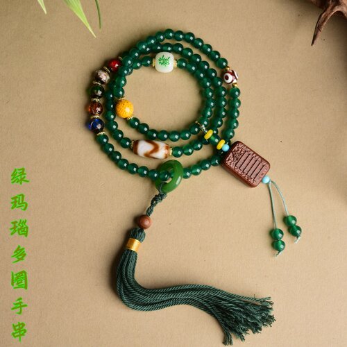 藏式绿玛瑙多圈手持佛珠念珠手链
